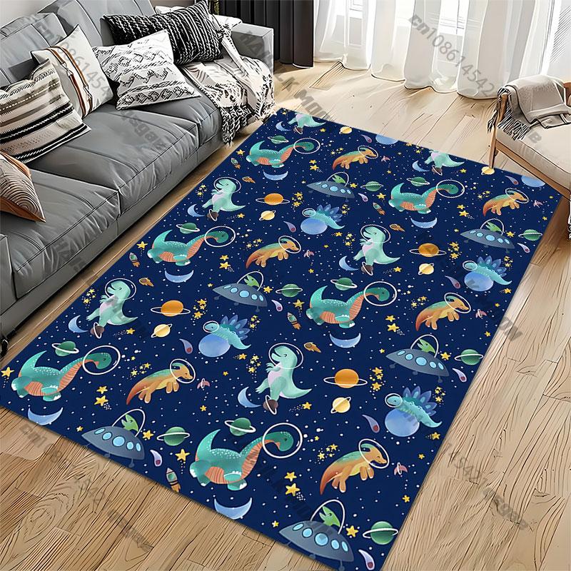 Dinosaurs Exploring Outer Space Carpet Yoga Living Room Room Decor Children's Crawling Mat Doormat Area Rug Games Mat
