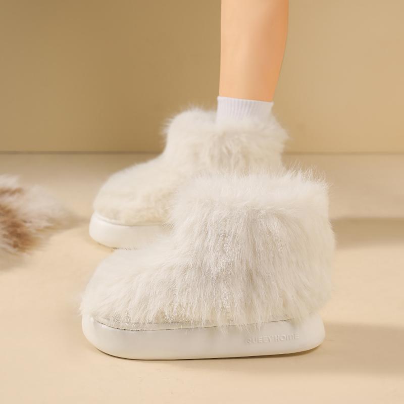 Warm Winter Cotton Shoes Women Warm Fur Home Slippers EVA Non-Slip Plush Slippers Indoor Couple Thick Sole Footwear Slides