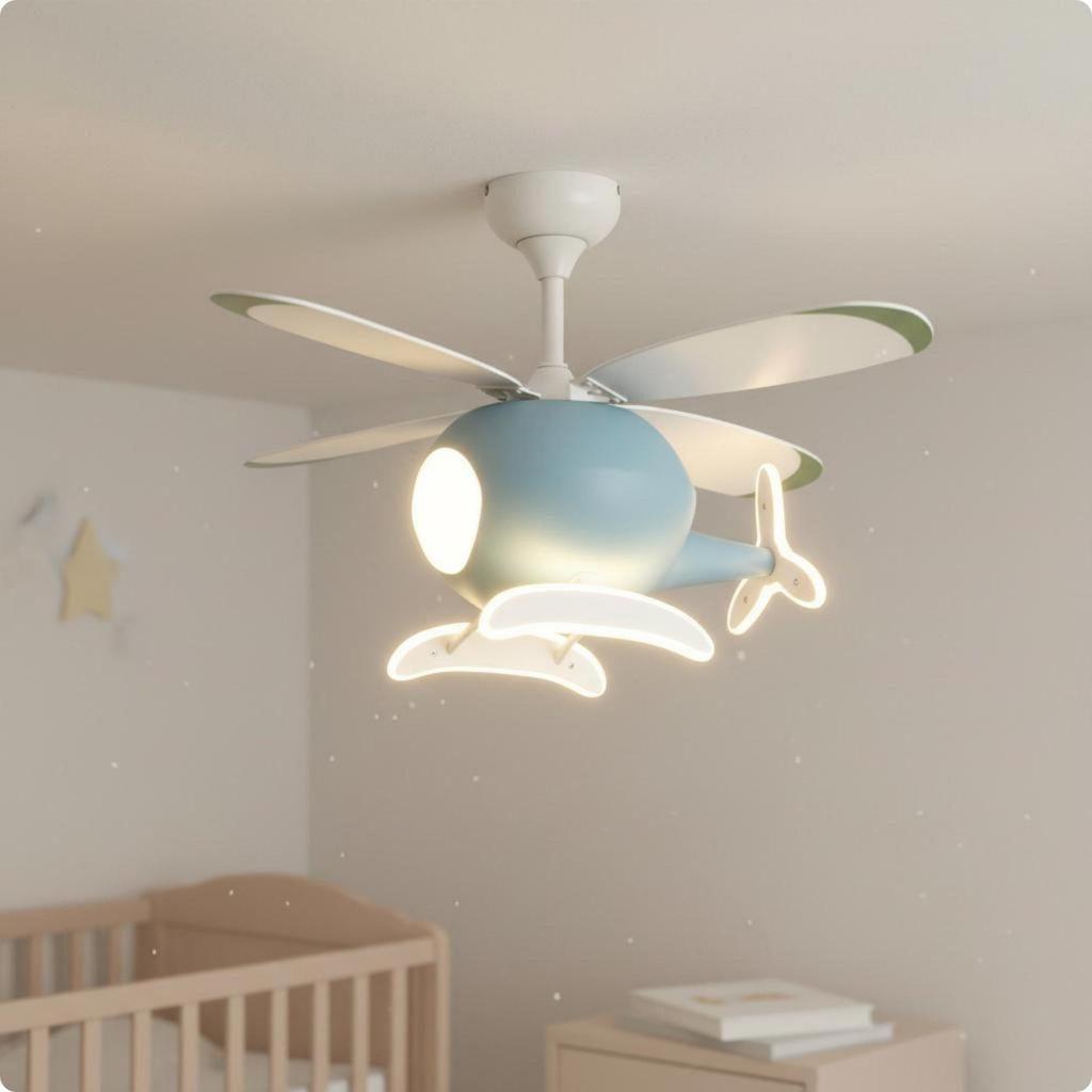 Kids Overhead Fan Light Strong Air Movement Airplane Combined