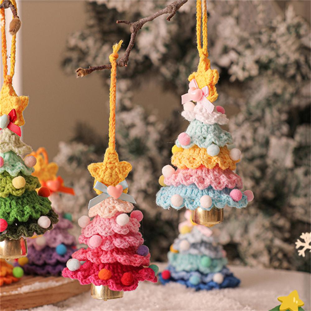 1PC Christmas Crochet Tree Pendants Car Mirror Pendant Christmas Decor Ornaments