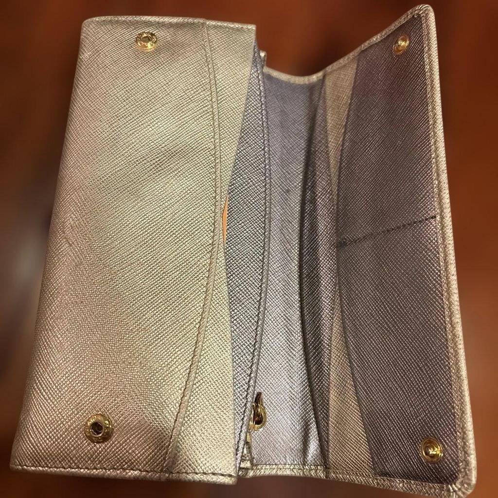 Used PRADA Saffiano Long Wallet Gold