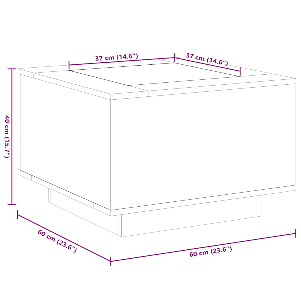 LED Coffee Table Concrete Grey 60 x 60 x 40 cm Particleboard