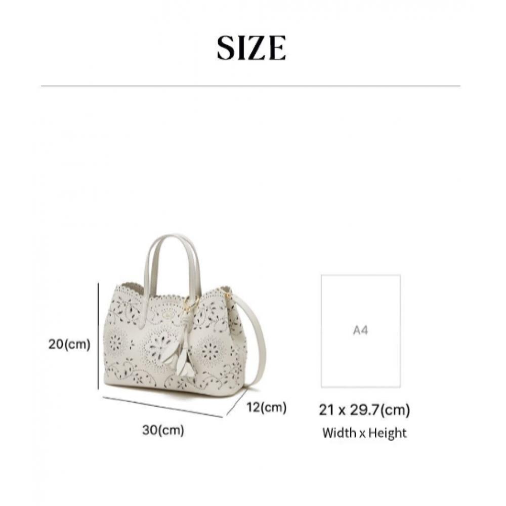 Daks Ivory Cowhide FLower Punching Tote Bag L Dcba6e586iv