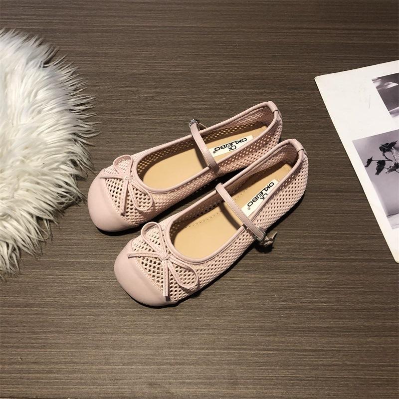 Fashion Shoes Woman Flats Casual Female Sneakers Shallow Mouth Square Toe Bow-Knot Loafers With Fur Modis Dress Butterfly Summer Breatha