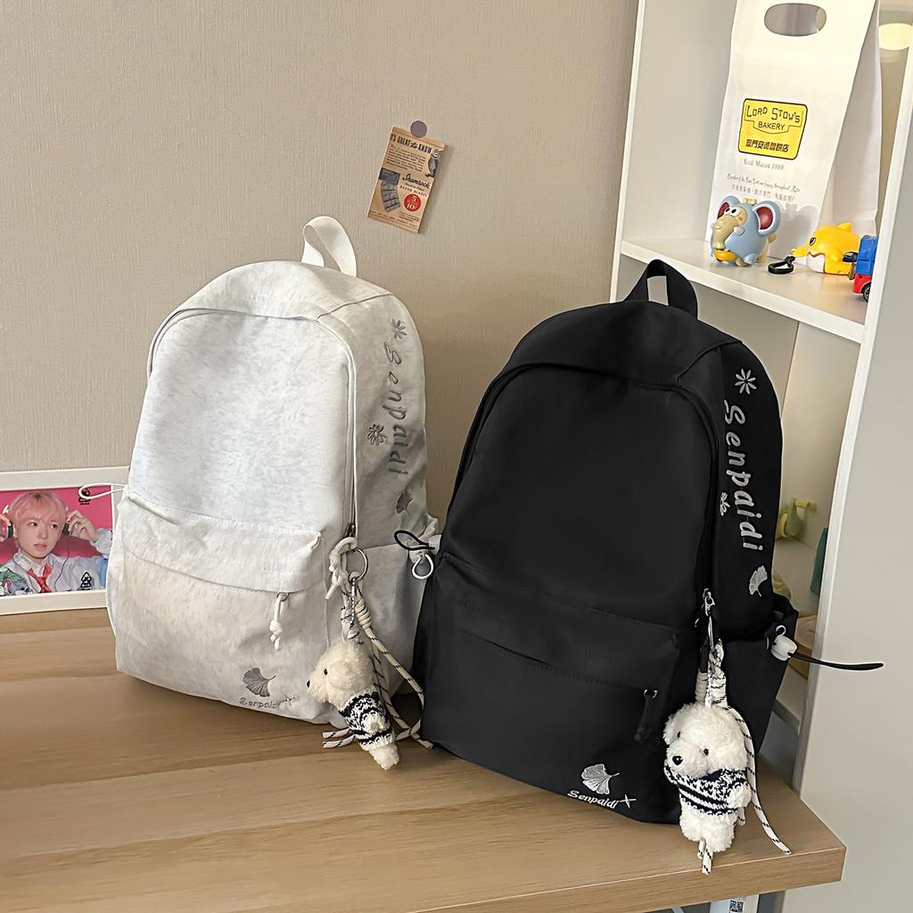 Schoolbag Letter Embroidered Backpack for Men and Women 1011 Spring and Summer Simple and Versatile Campus Schoolbag Large Capacity Backpack Tide 
