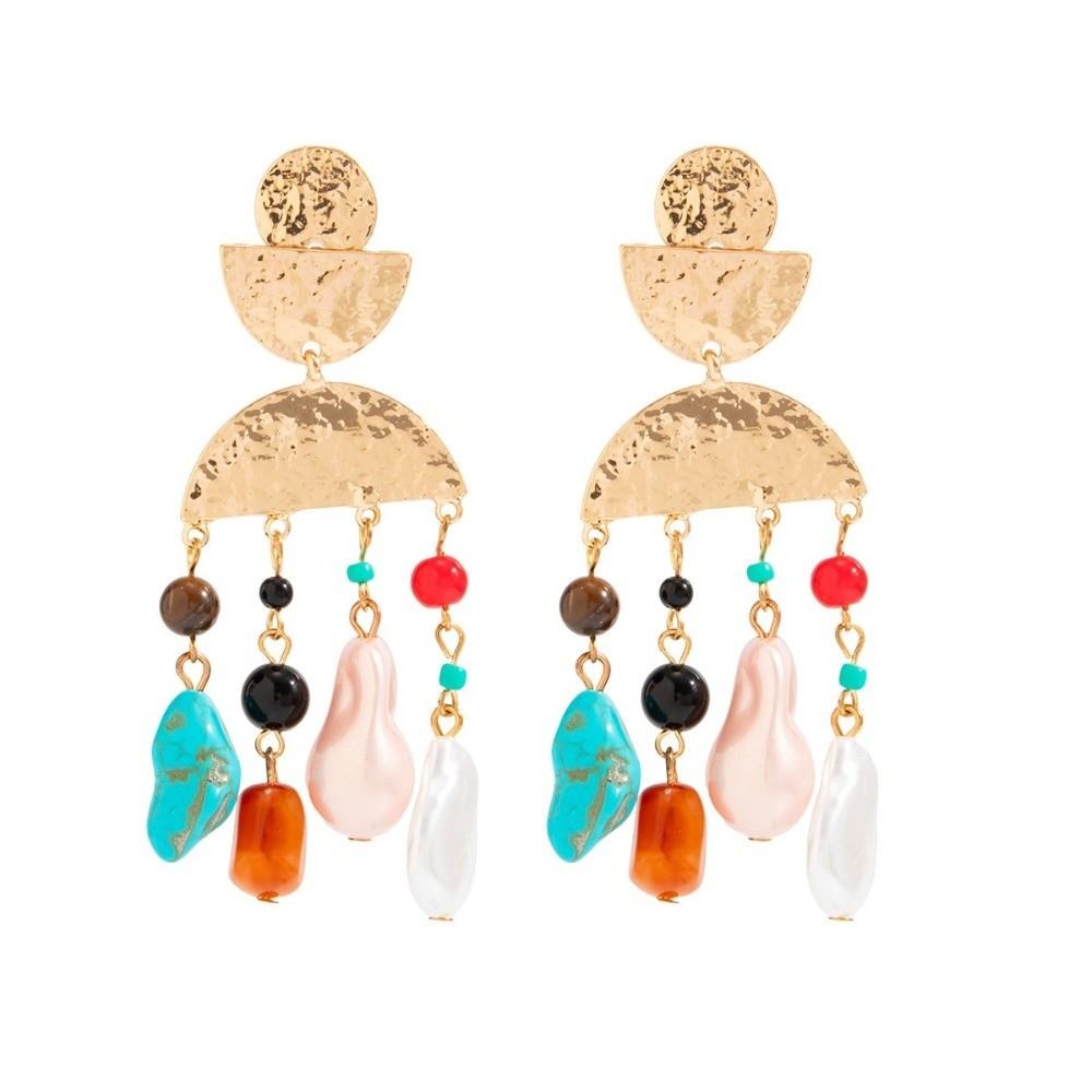 Imitation Pearl Dangle Earrings Gold Tone Drop Earrings Vintage Tassel Earrings Beach Party