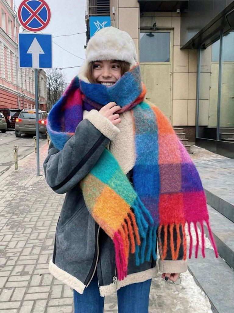 Zimní teplý tlustý šátek v korejském stylu pro ženy Kašmírová šála a přehozy Pašmína Nákrčník Bufanda Dámský Dlouhý s třásněmi Šátek
