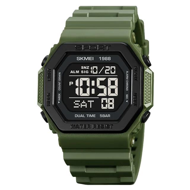 SKMEI 1988 Military Countdown Chrono Wristwatch for Men LED Display Digital Sport Watch Mens Waterproof Clock 1628 Reloj Hombre