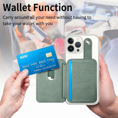 Fashion Phone Stick On Card Holder Multifunctional Magnetic Closure Phone Mount Wallet Large Capacity Phone Credit Card Sleeve