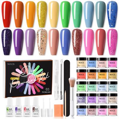 NOCIS 20 Colors Nail Dipping Powder Set Nail Art Dip Powder Starter Kit Fast Drying No UV LED Nail Lamp Needed with