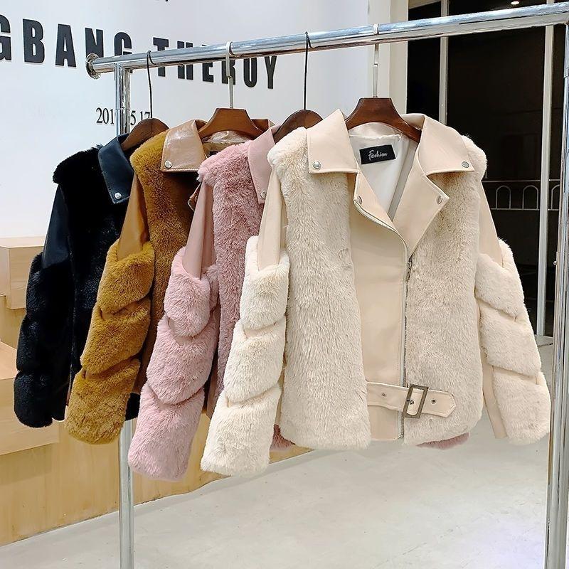 New Imitation Fox Fur Coat for Women Motorcycle Style Short Slim Fur Tops Internet Celebrity New Warm Coat
