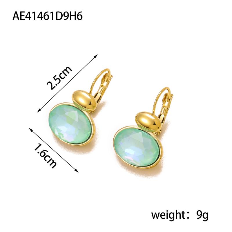 CARLIDANA 18K Gold Plated Stainless Steel Square Shaped Colorful Pink Crystal Stone Stud Dangle Earrings for Women Jewelry