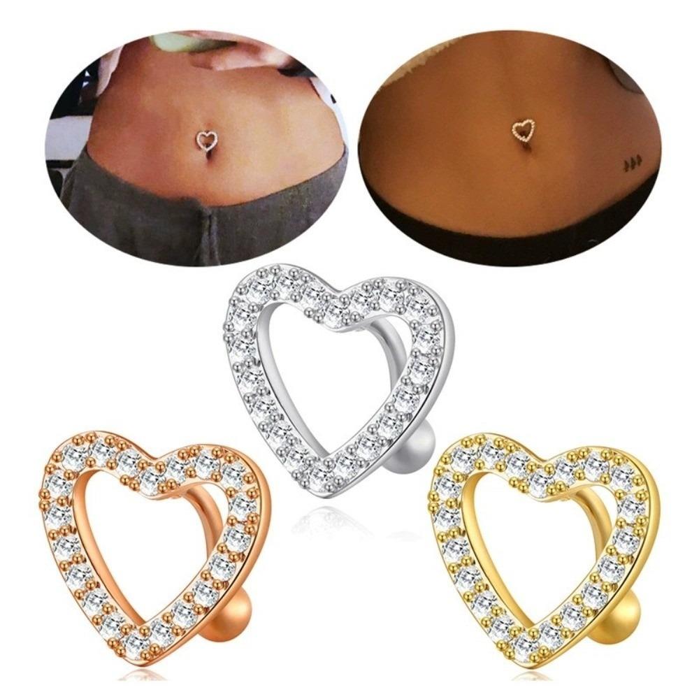 Funkelnder Herz-Bauchnabelring Strass-Bauchnabelring Neuer Bauchnabel-Barbell Schmuck Täglich