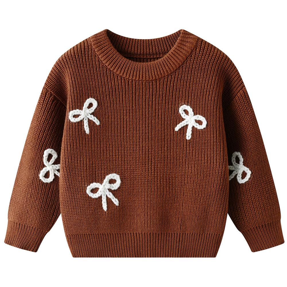 Autumn and Winter Hand-embroidered Bow Baby Base Knitted Sweater Birthday Etsy DIY Children's Sweater