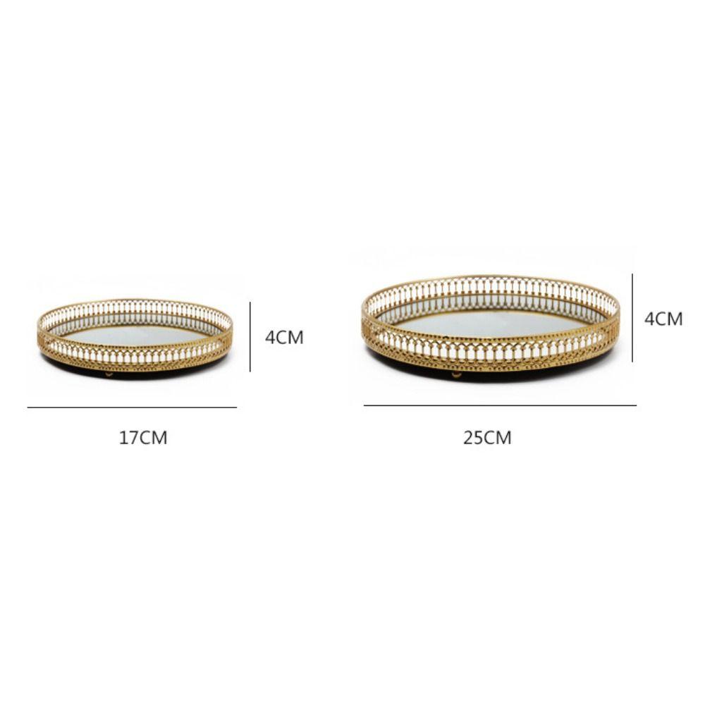 Nordic Style Mirror Tray Vertical Grain Texture Dressing Table Organizer Round Tray Makeup Storage