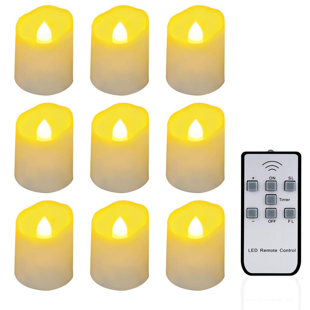 Freepower LED Candle Light Set, Smokeless, Electric Candles, with Remote Control, Waterproof, and Brightness Adjustment (Set of 6, Black)