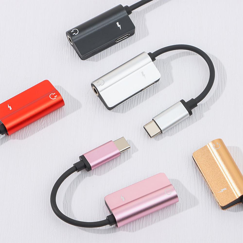 3.5mm Android Phone Type C Earphone Adapter AUX Audio Line Headphone Splitter Charge Audio 2 In 1