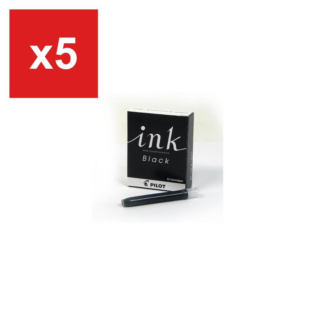 Pilot Ink Cartridges for Fountain Pens/Desk Pens, Black, 12-Pack, IRF-12S-B