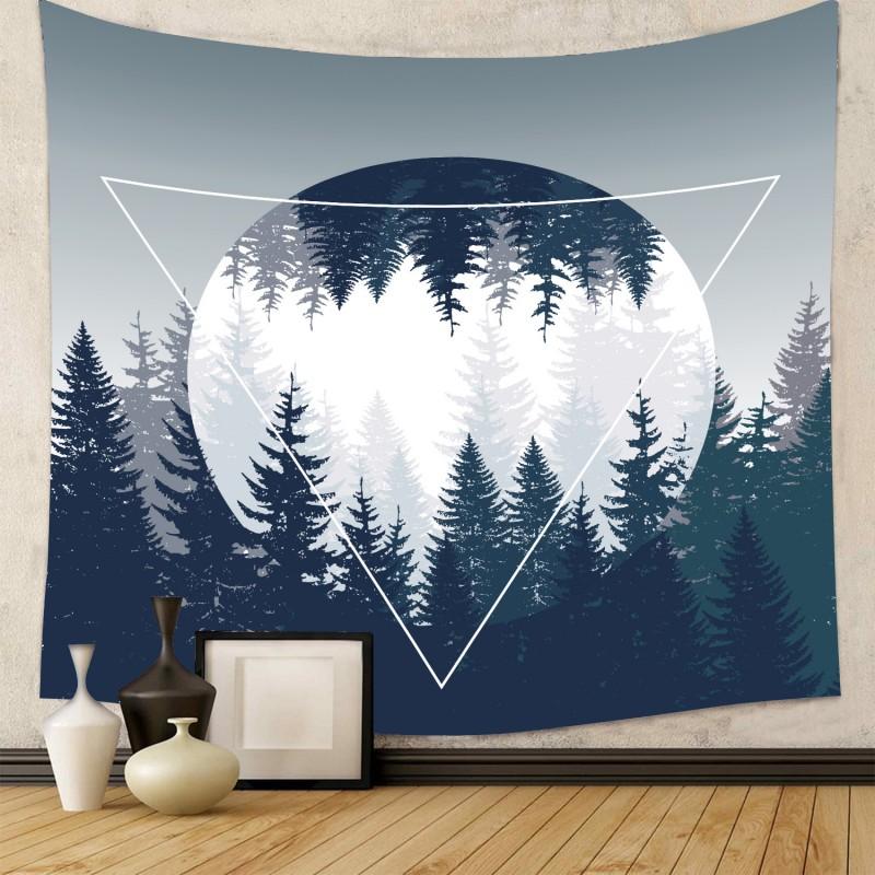 Boho Chic Wall Tapestry With Moon Phase Floral Starry Sky Design Bedroom Yoga Studio Decor