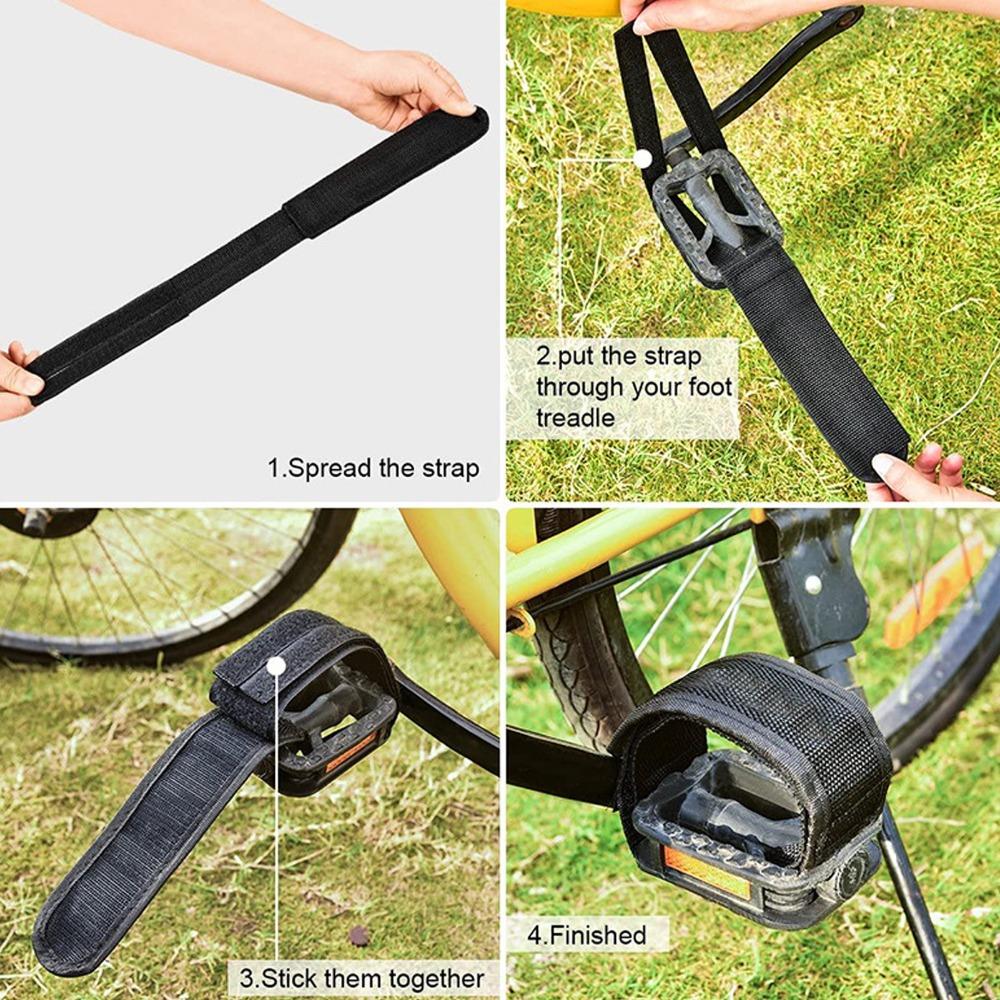 2Pairs Anti-Slip Bike Pedal Clip Tape Adjustable Bike Feet Straps Biking Accessory