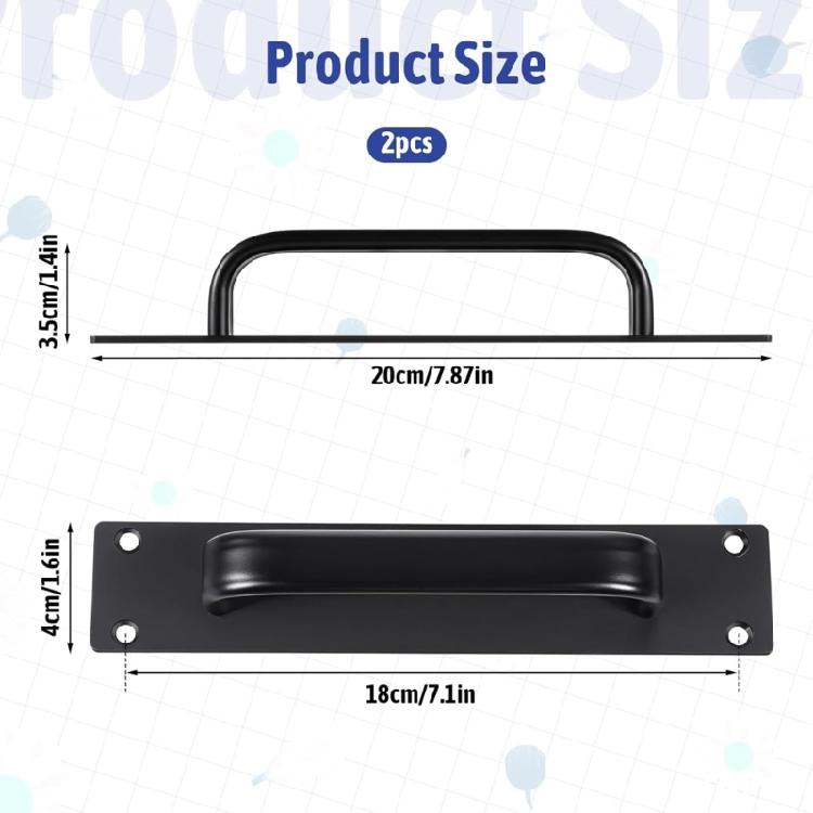 Sturdy Black Barn Door Handle 2Pieces Set Aluminum Alloy Sliding Hardware 7.1Inch Hole Center for Closet Cabinets