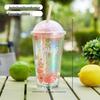 Shangqi Sakura Planet Glass Water Bottle with Straw