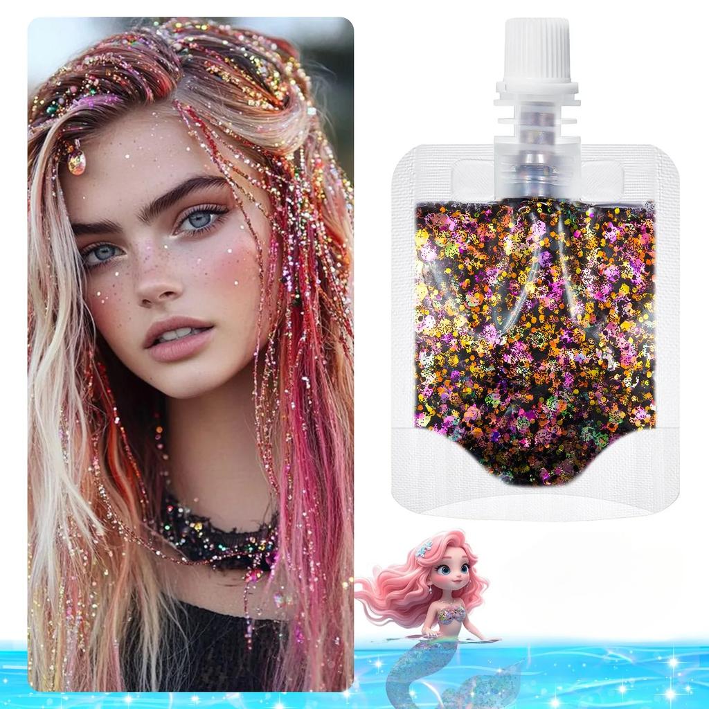 1 Bag Mermaid Gel Body Glitters Set Vibrant Sequin Mermaid Makeup Eye Shadow Ideal for Beach Party Looks Beach Make Up Wholesale