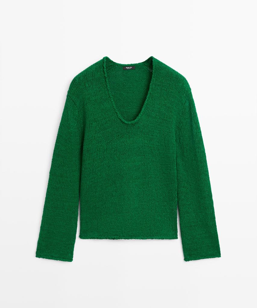 Masimodutti Cotton Blend Openwork Knit Sweater