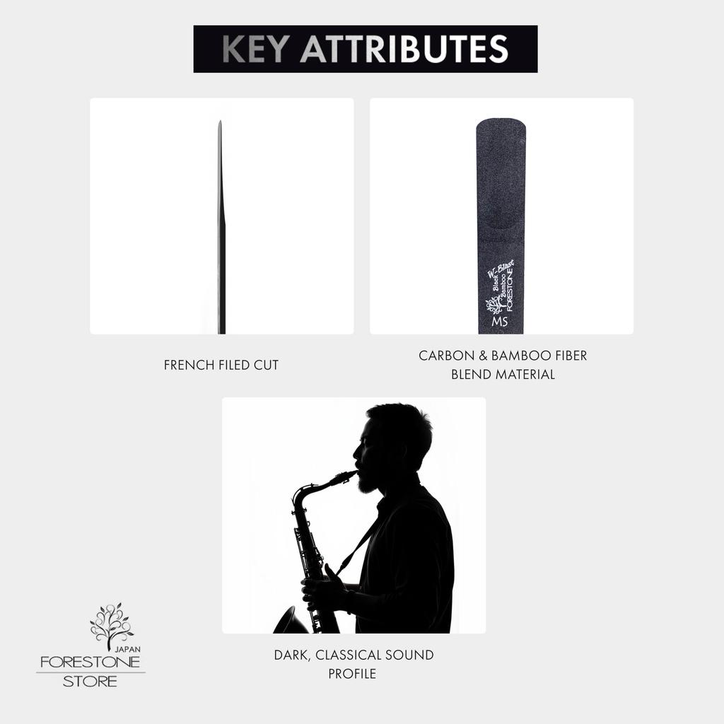 FORESTONE Black Bamboo W-Blast Alto Saxophone Reeds [Hardness: MS Medium Soft] FBWAMS