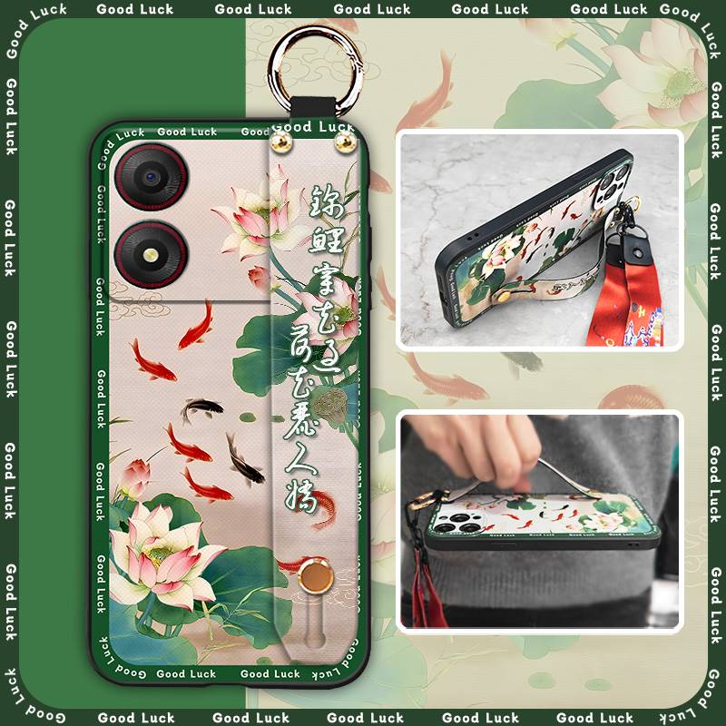 Wristband Wrist Strap Phone Case For ZTE Blade A34 Durable Fashion Phone Holder Protective Anti-dust Shockproof Lanyard