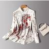 Ladies Spring Summer Smooth Long Sleeve Casual Shirt Printed Long Sleeve Office Shirt