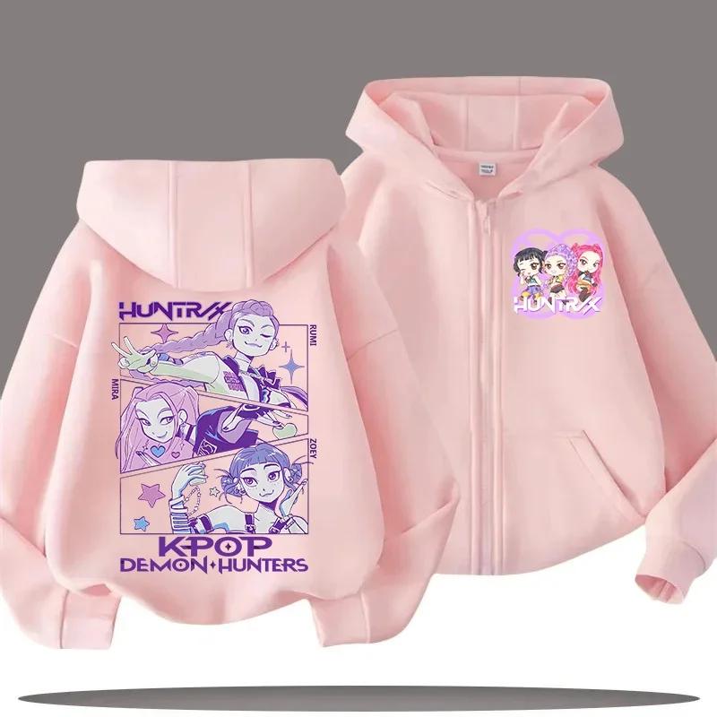 2025 Hot Funny Zip Up Sweatshirts Kpop Demon Hunters Hoodie Children Clothes Kid Girl Boy Sweatshirt Zipper Hoody Casual Top