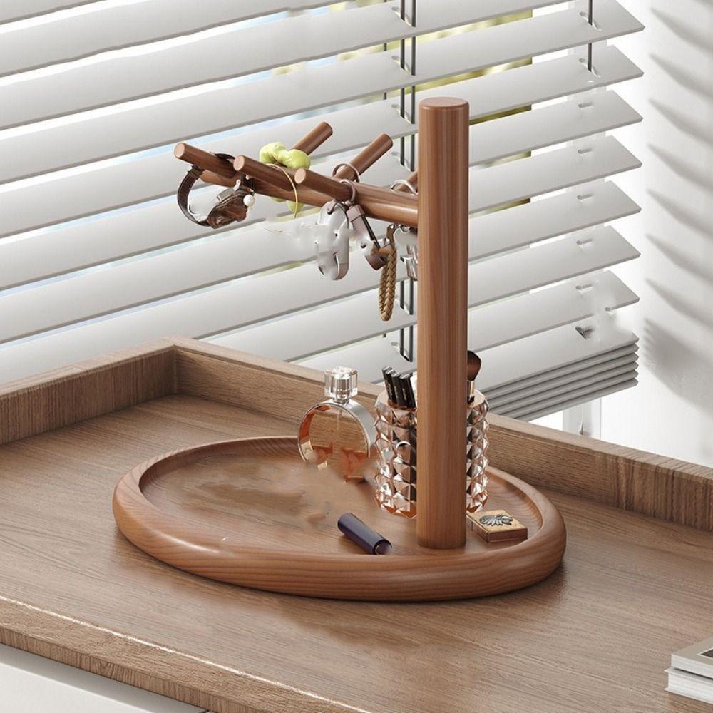 Large Capacity Wooden Storage Rack Decorative Jewelry Display Rack for Hallway