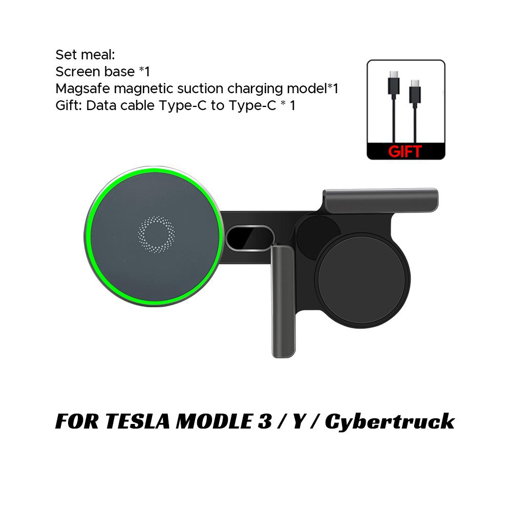 Foldaway Car Phone Mount Holder 15W Compatible with MagSafe Magnetic Wireless Charger for Tesla Model 3 Y HIGHLAN BYD Atto 3