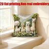 Cute Alpaca Family Pillow Cover 2D Faux Embroidery Print Cushion Case Kids Nursery Home Decor Gift