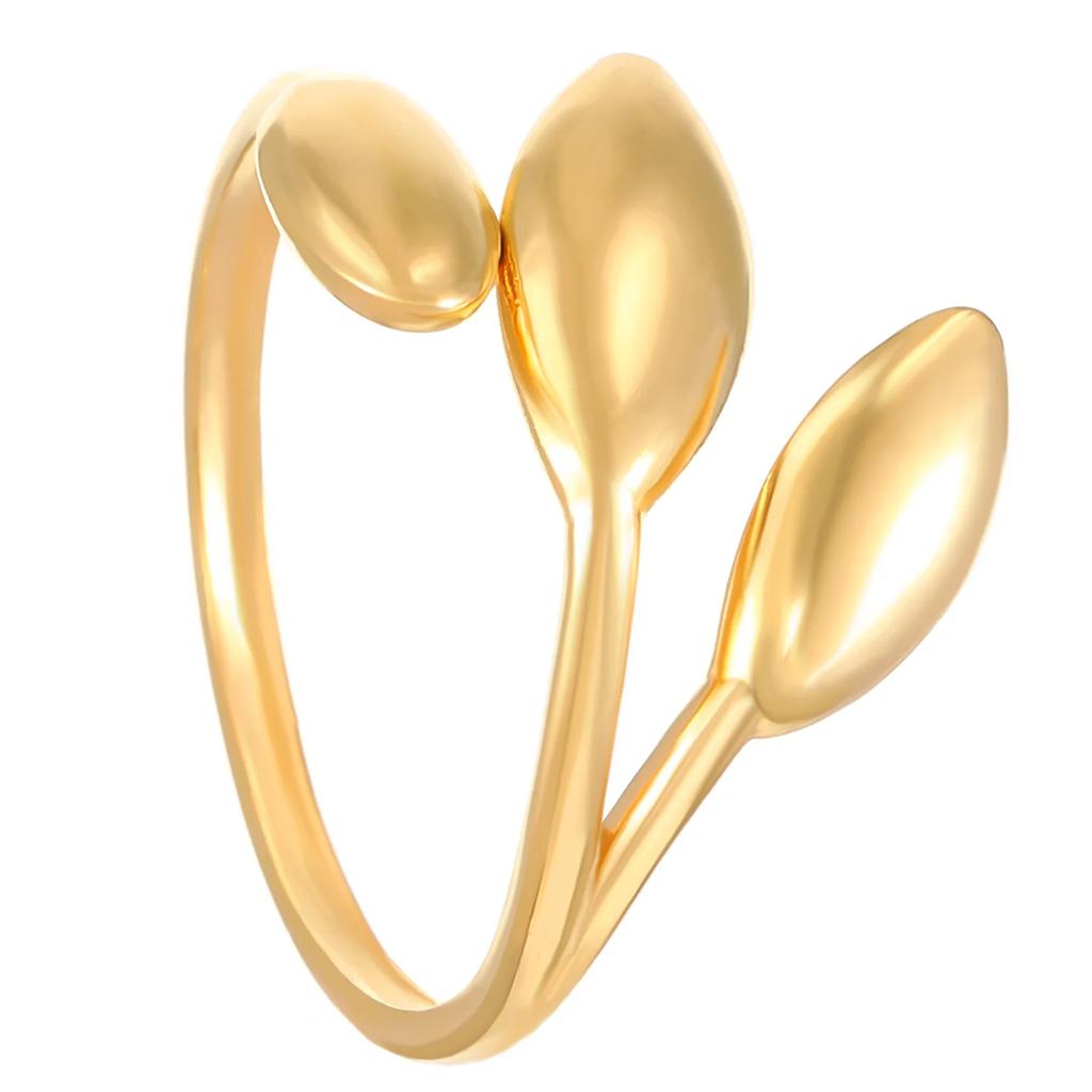 LATS Elegant Stainless Steel Big Bloom Flower Rings for Women 18K Gold-plated Open Rings Finger Jewelry Wedding Her Gift Punk