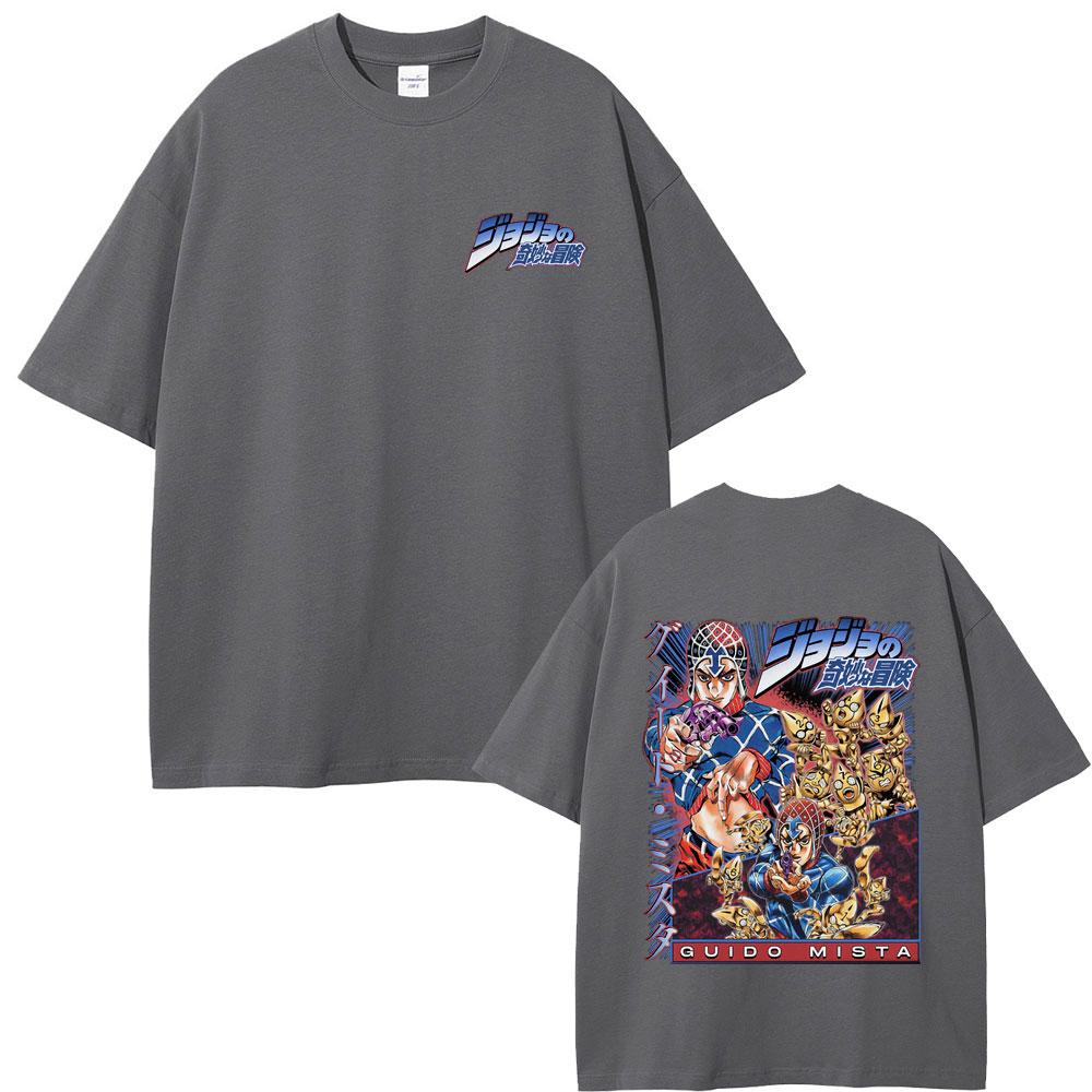 Anime JoJo Bizarre Adventure Guido Mista Graphic Tshirt Men Women Casual Cotton Short Sleeve T Shirts Manga Vintage Tee Shirt