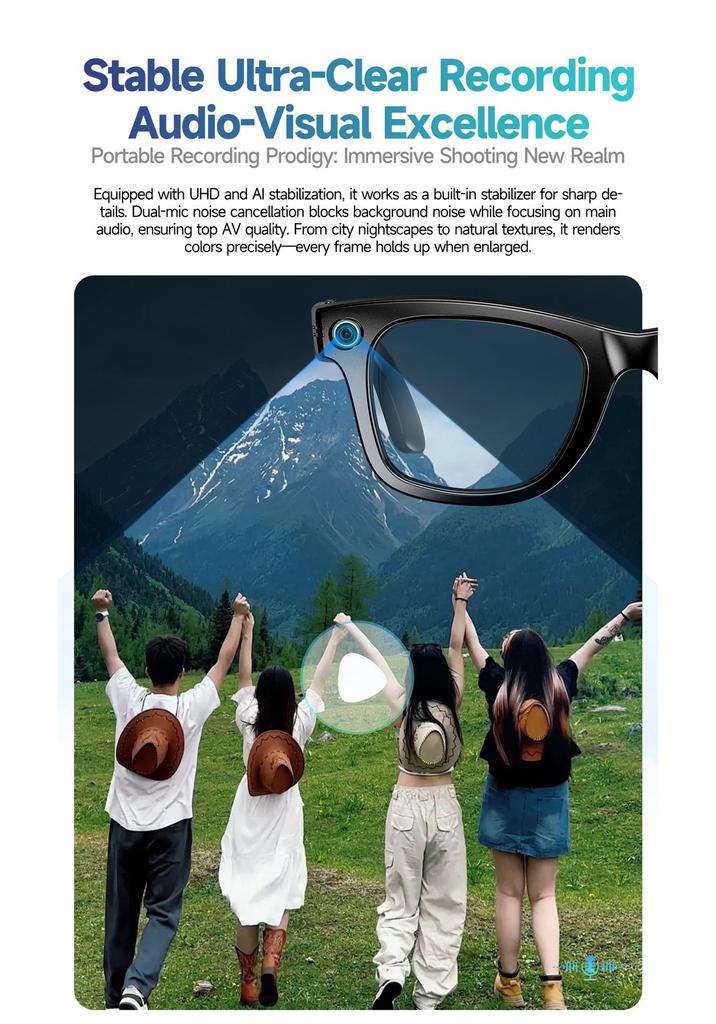 Έξυπνα Γυαλιά AI HD 800W με Κάμερα, Μετάφραση, Εγγραφή και Λειτουργίες Αντικραδασμού