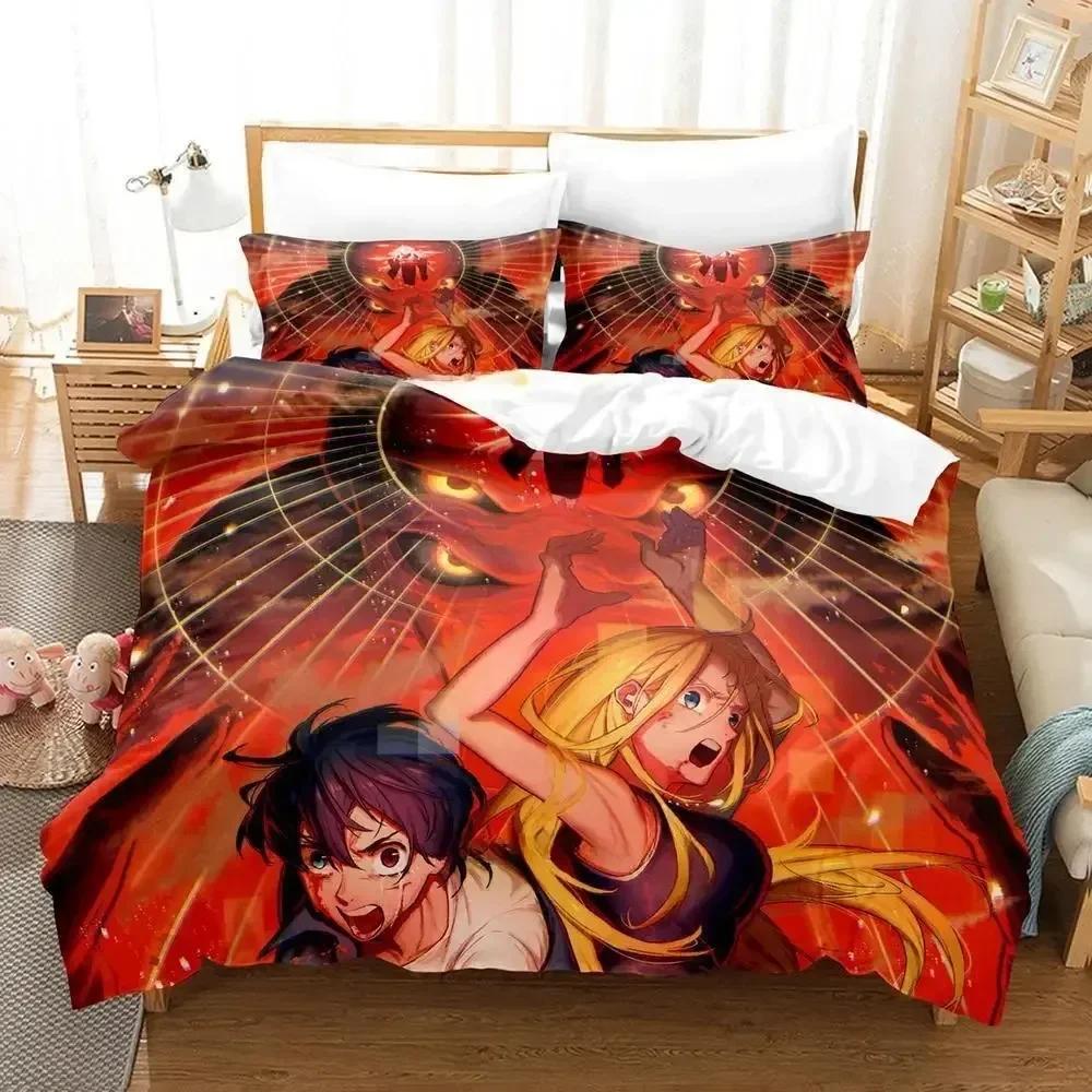 New Summer Time Rendering Bedding Set Cartoon Three-piece Set Adult Kid Bedroom Duvet Cover Sets 3D Kawaii Girls Twin Set