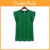 Elegant Womens Sleeveless Chiffon Tops With Timeless Design In Blue Green Red