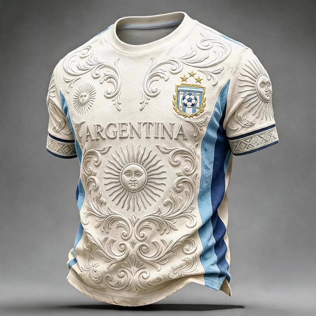 Men's Neck Short Sleeve Soccer Fan T-Shirt for Day