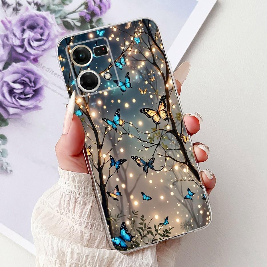 For Oppo F21 Pro 4G Case Reno7 4G CPH2363 Luxury Popular Painted Cover Soft Silicone Case For Oppo Reno8 Reno 7 F21s Pro 4G Bags