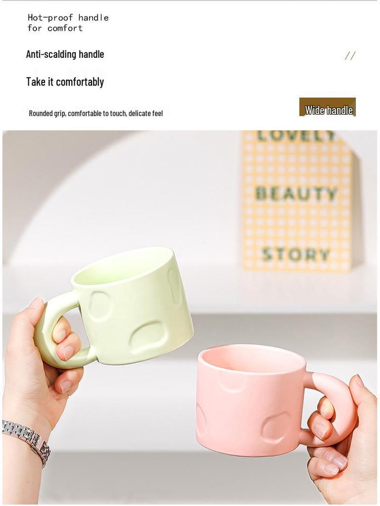 High-Value Ceramic Macaron Coffee Mug - Large Capacity Cup, Perfect Holiday Gift for Couples