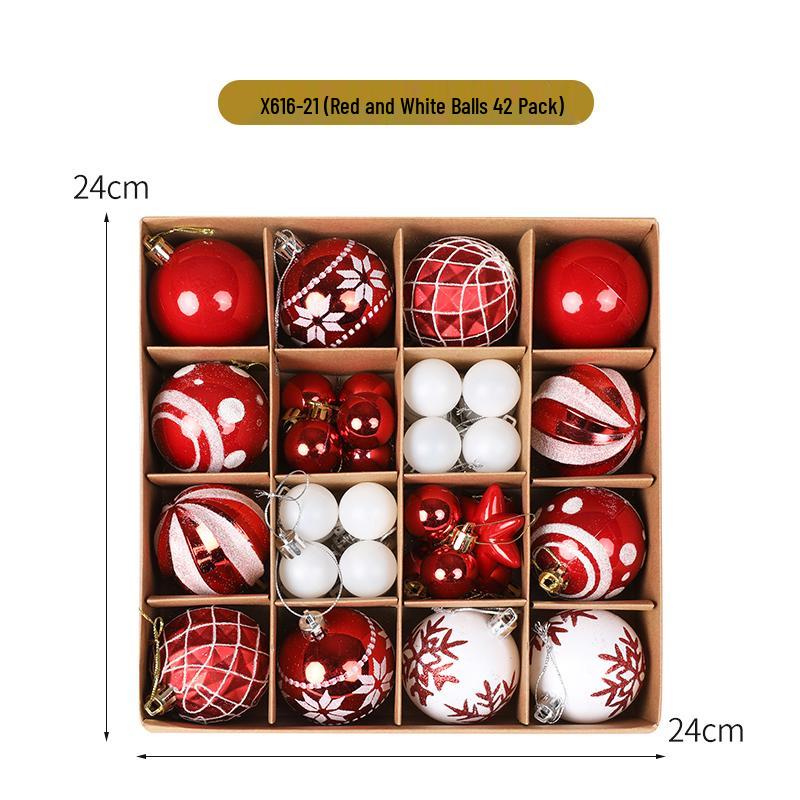 42pcs Electroplated Shiny Christmas Tree Baubles - Creative Hanging Ornaments for Festive Decoration