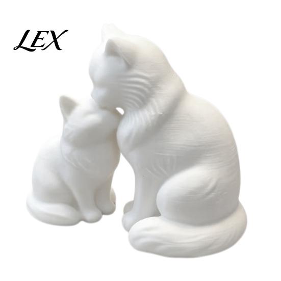 Cat Lover Birthday Present 3D Printed Figurine, Cute Mother And Baby Kitten Statue, Couple Anniversary Keepsake Minimalist Animal Ornament for