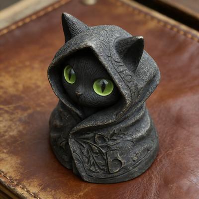 Estátua de Jardim, Estátua de Esqueleto com Manto em forma de -, Estatueta Colecionável Preta com Manto Fofo, Presente