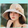 Elegant Organza Sun Hat For Women With Wide Brim Summer Uv Protection Casual Outdoor Accessory