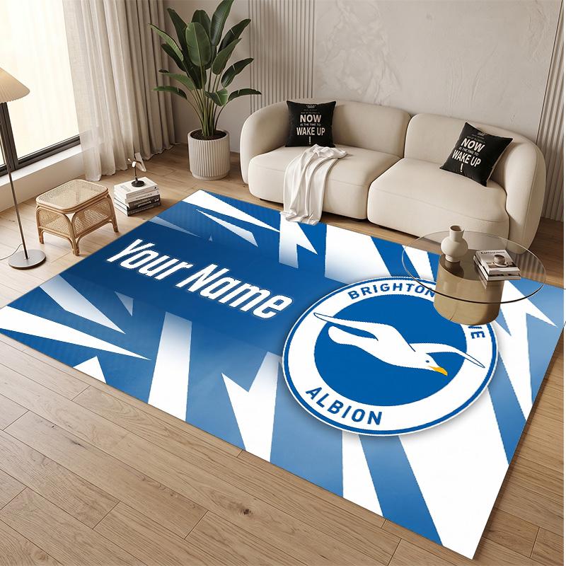 Personalized Crystal Velvet Carpet Brighton & Hove Albion Football Pattern Non Slip Floor Rug