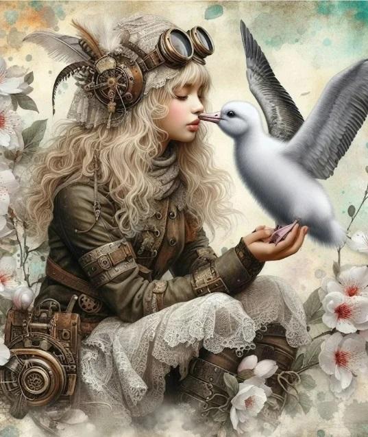 Diamond Painting Steampunk Girl With Little Dragon Bird Leopard Aniamls New 2024 5D DIY Diamond Mosaic Embroidery Cross Stith