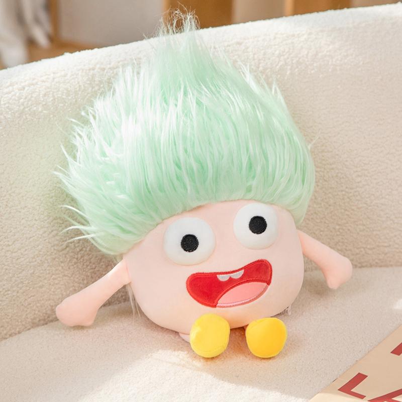 Cute Versatile Hairstyle Plush Toy Soft Stuffed Colorful Big Eye Funny Bedroom Pillow Doll Kids Birthday Gifts Boy Girls